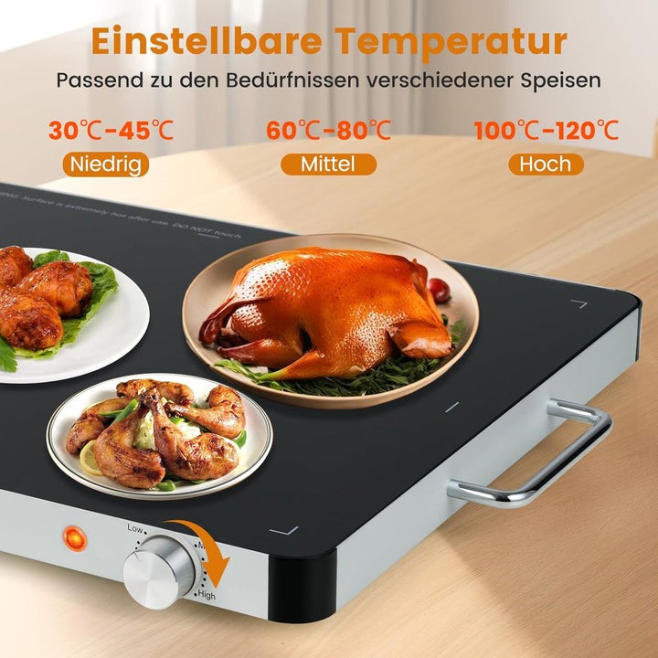GOPLUS Elektrische Warmhalteplatte, Wärmeplatte mit 30℃-120℃ einstellbare Temperatur, Speisewärmer m