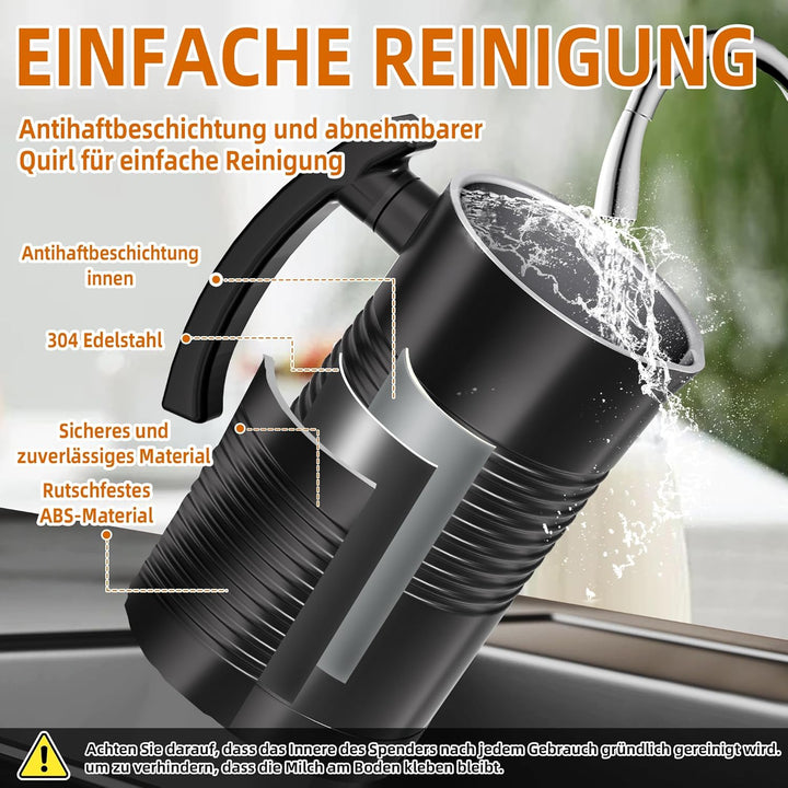 DREAMOON Elektrischer Milchaufschäumer, 350 ml Warmer und Kalter Milchschaum, Milchschäumer mit Anti