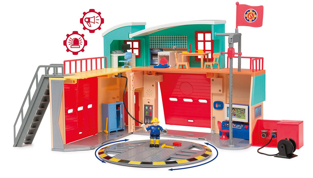 Smoby 109258282002 Sam der Feuerwehrmann – Kaserne von Feuerwehrmann Pontypandy