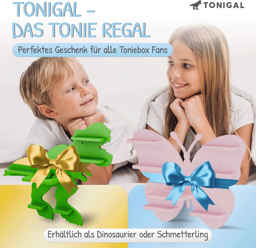 Tonie Regal Weiss zum Hinstellen stehend für bis zu 40 Tonie Figuren, Toniebox &amp; Ladestation I passe
