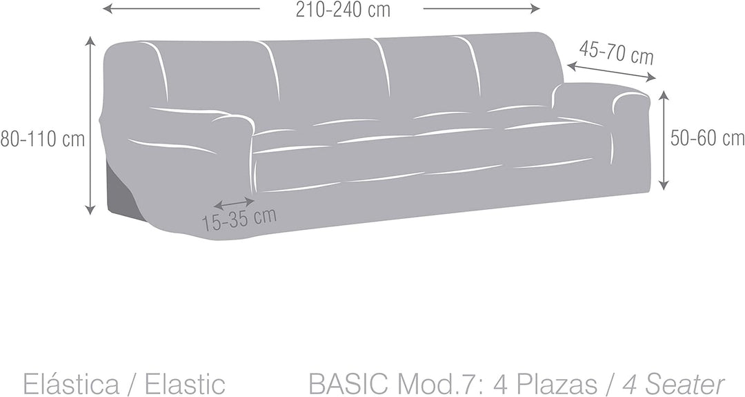 Eysa Dorian elastisch Sofa überwurf 4 sitzer, Chenille, 6-grau, 37 x 17 x 29 cm
