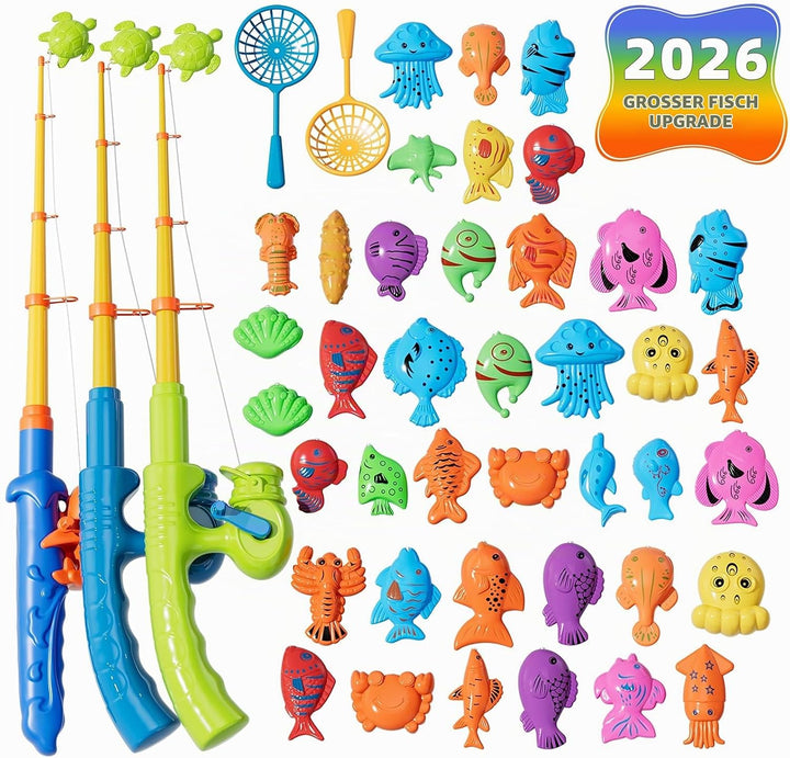 Magnetisches Angelspiel Angelspielzeug mit Schwimmenden Fischen, Baden Pool Strand Outdoor Spielzeug