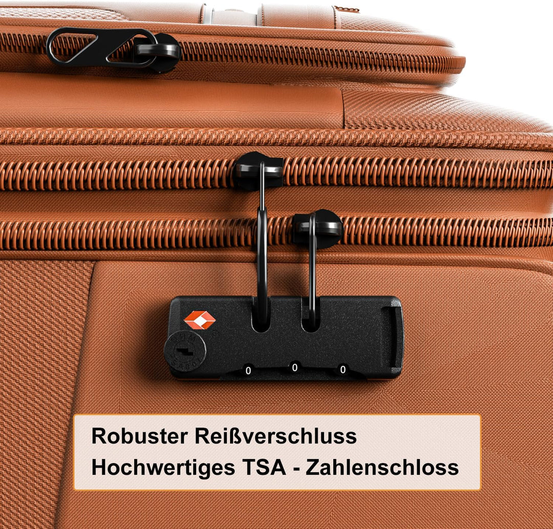 Weichschalenkoffer erweiterbar - Handgepäck Koffer klein 55x38x23cm, Stoffkoffer Trolley wasserfest,