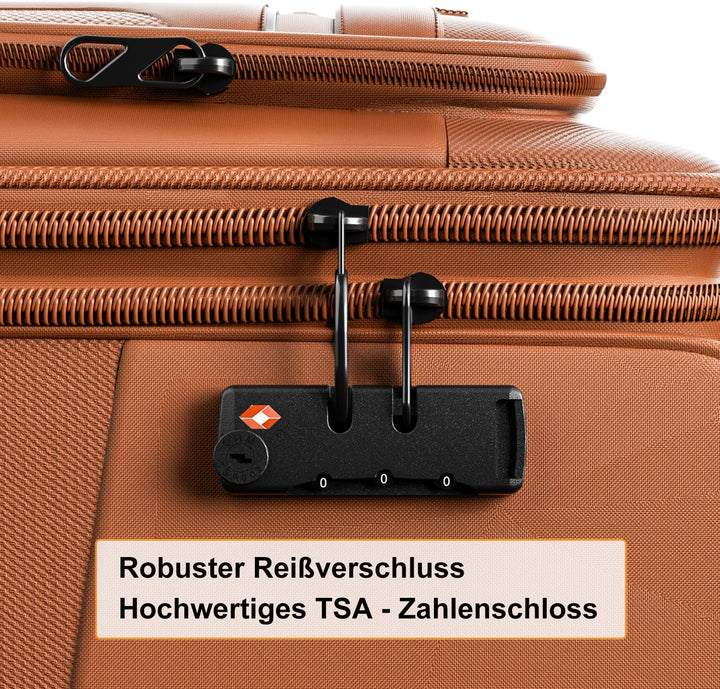 Weichschalenkoffer erweiterbar - Handgepäck Koffer klein 55x38x23cm, Stoffkoffer Trolley wasserfest,