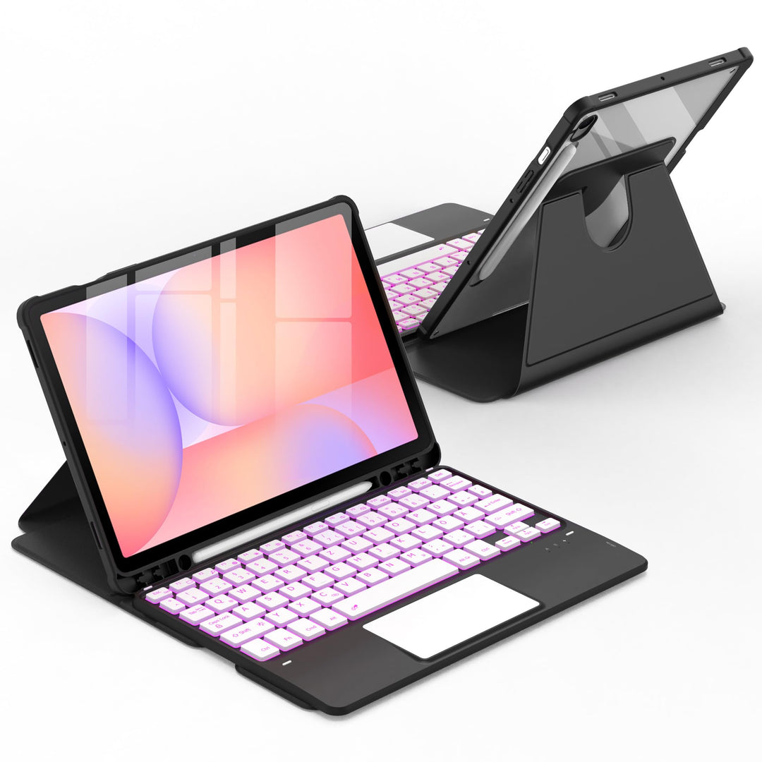 CACOE 360° Drehbare Hülle mit Tastatur für Samsung Galaxy Tab S10 Lite / S10 FE / S9 FE / S9 10.9/11