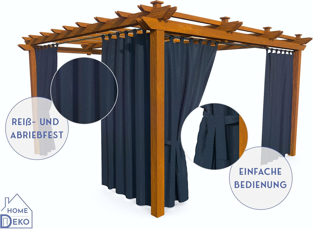 HOME DEKO Terrassenvorhang, Wasserdichter Gartenvorhang für Terrasse, Balkon, Pergola & Pavillon, Sc