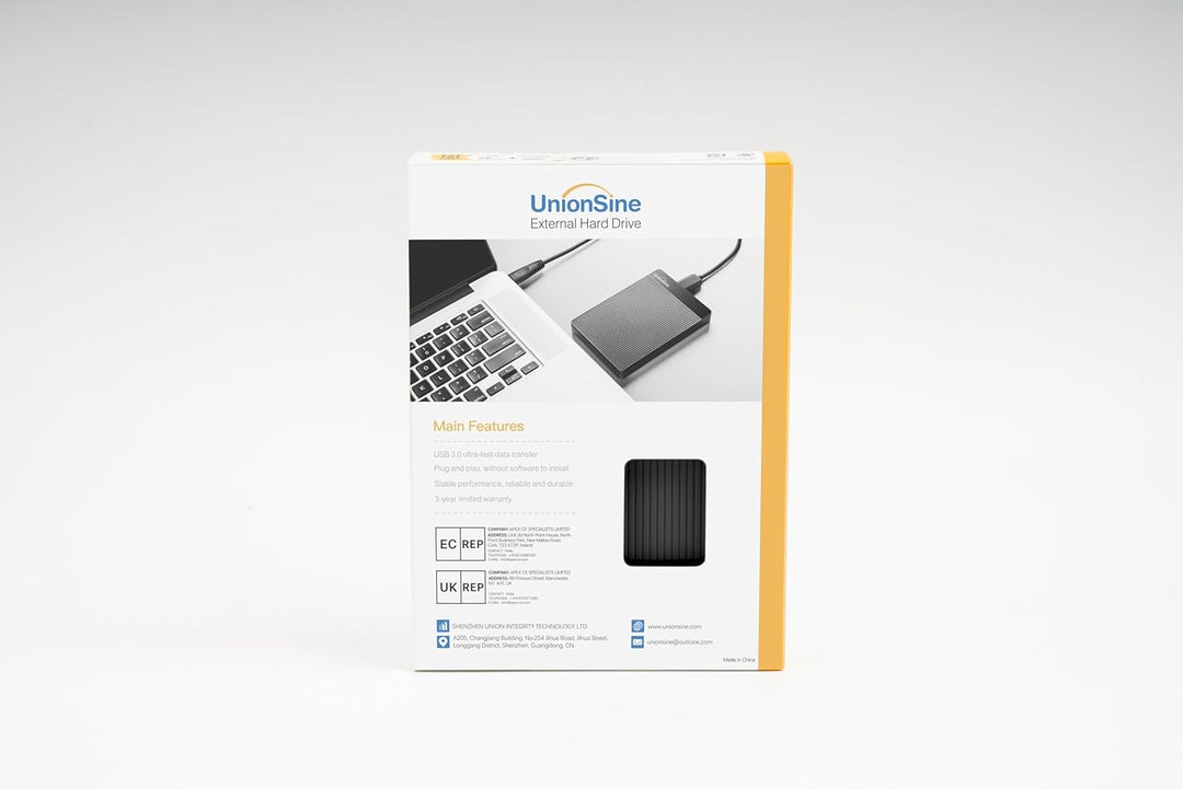 UnionSine Externe Festplatte 1TB ultradünn tragbar 2,5 Zoll USB 3.0, SATA, Festplattenspeicher für P