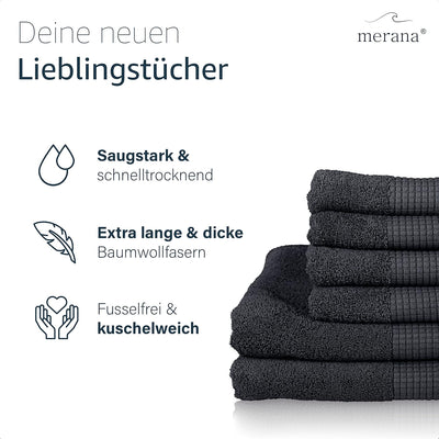 Merana Rome Handtuch Set | saugstark, weich und fusselfrei | Frottier Luxus Qualität | 100% Baumwoll