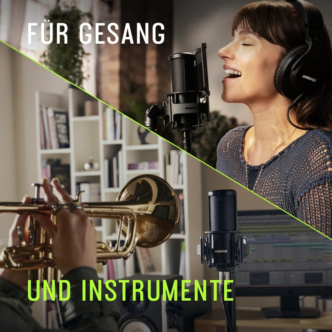 Shure SM4 Studio Mikrofon, XLR Heimstudio Kondensator Mikrofon Optimiert für sanfte Vocals bis zu La