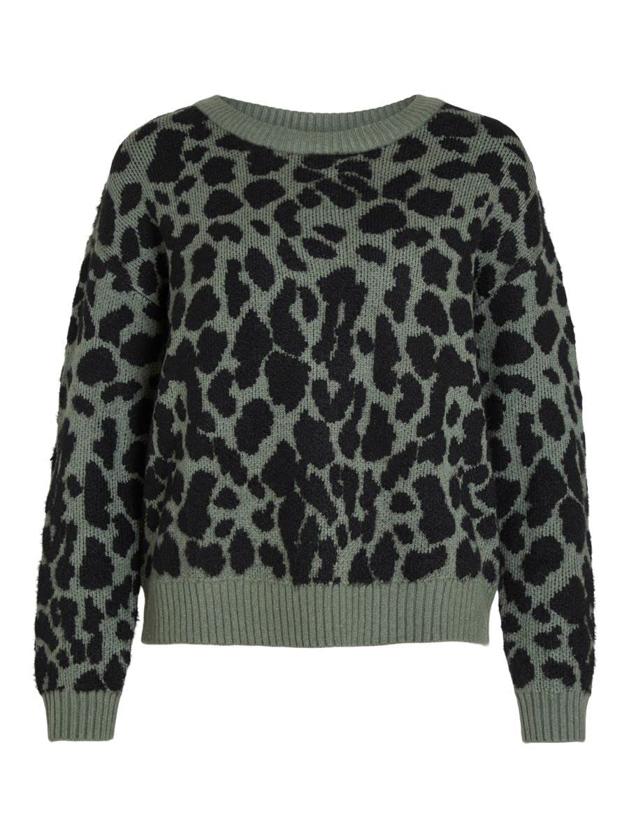 Vila Damen Viril Feami Mix O-Neck L/S Knit Top-noos Pullover M Laurel Wreath/Detail:with Black, M La