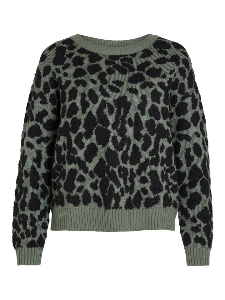 Vila Damen Viril Feami Mix O-Neck L/S Knit Top-noos Pullover M Laurel Wreath/Detail:with Black, M La
