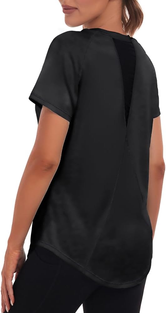 Jlowesun Sportshirt Damen Kurzarm,Leichtes Atmungsaktiv Funktions Back Mesh Sport Oberteile Damen,Ru