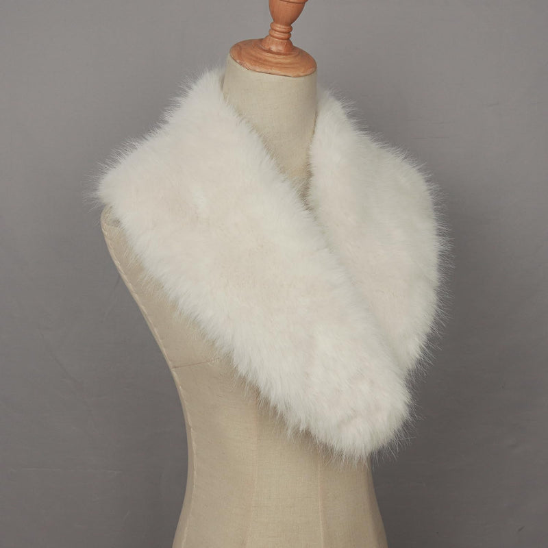 keland Wikinger Fell Schulter Kunstfell Kragen Schulterfell Mittelalter Damen Weiss, Weiss