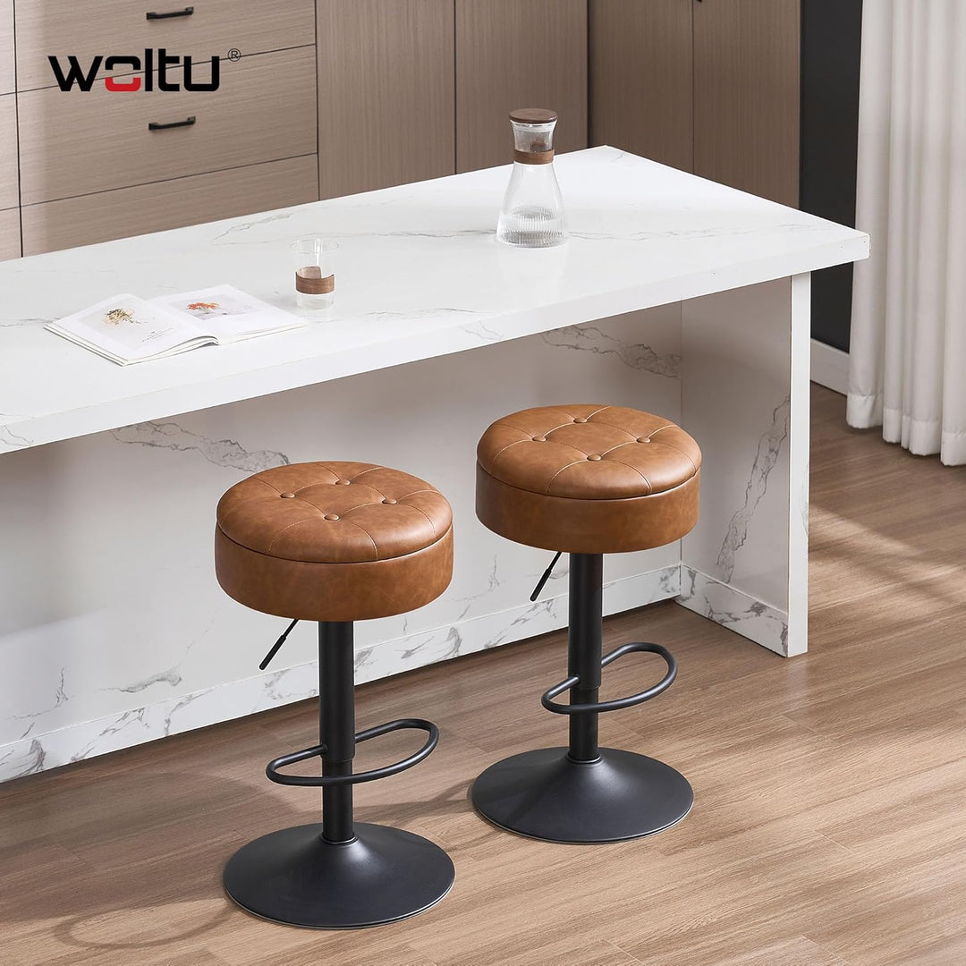 WOLTU Barhocker 2er Set, Sitzhocker mit Stauraum, Hocker höhenverstellbar 360° drehbar, Drehhocker f