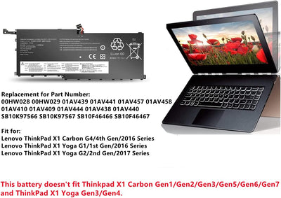 AKKEE 00HW028 01AV439 Laptop Akku für Lenovo Thinkpad X1 Carbon 4th Gen 4 2016 ThinkPad X1 Yoga Gen1