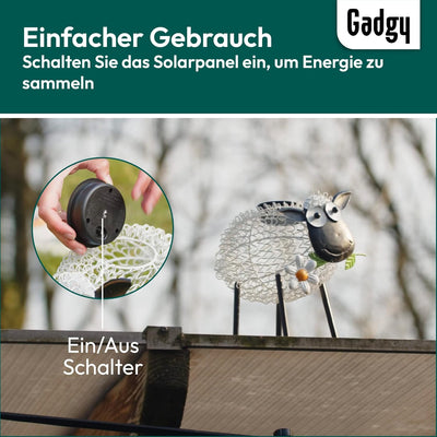 Gadgy Solarlampen für aussen - Schaf Gartendeko Solar mit Schatteneffekt - Metall Gartenfiguren - So