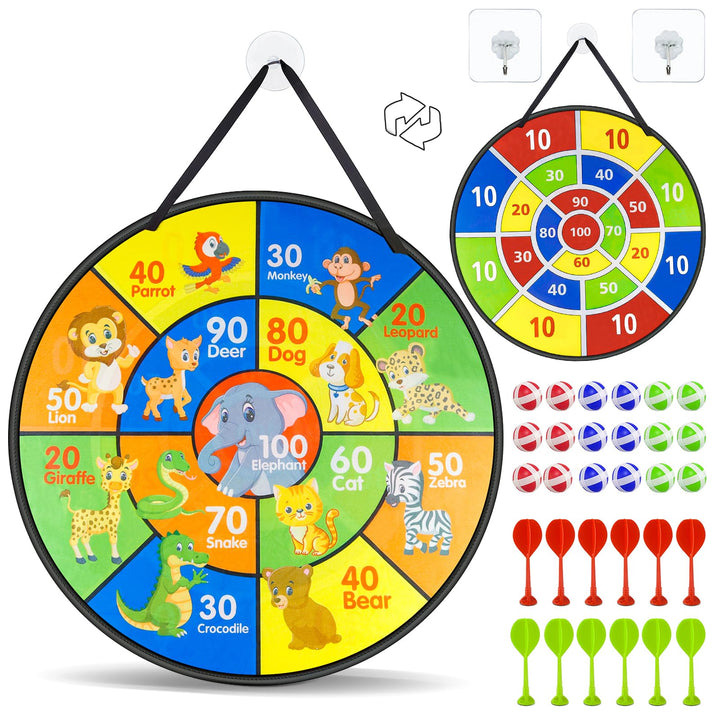Klett Dartscheibe Kinder 71cm Dart Board Doppelseitige Dartspiel mit 12 klettballspiel wurfspiel Kin