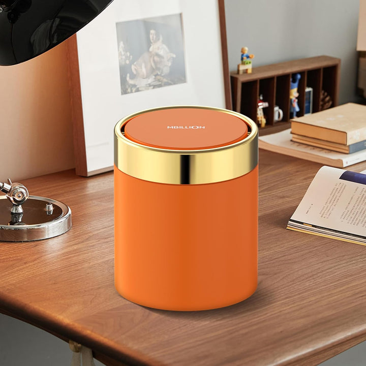 Mbillion Mini-Mülleimer mit Deckel, kleiner Mülleimer für den Schreibtisch, niedlicher Metall für Ti