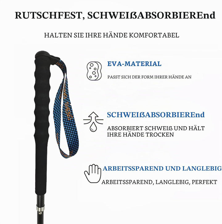 OKHEALING Ultraleichte Trekkingstöcke Faltbar 2er Set Ultraleicht Kohlefaser Trail Stöcke mit Feucht