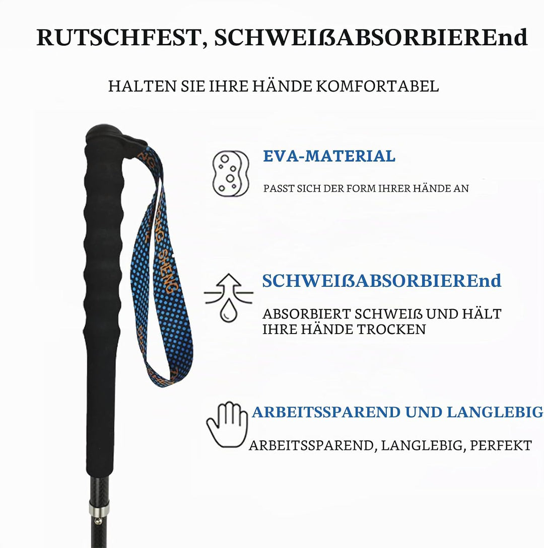OKHEALING Ultraleichte Trekkingstöcke Faltbar 2er Set Ultraleicht Kohlefaser Trail Stöcke mit Feucht