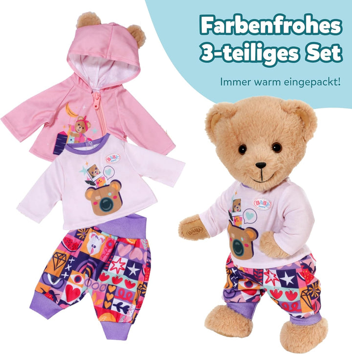 BABY Born Neugeborenen-Outfit - Langarmshirt, Hose &amp; Jacke mit Teddyohren - Hochwertiges Puppenzubeh