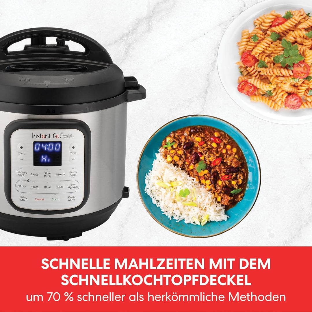 Instant Pot Duo Crisp + Heissluftfritteuse 11-in-1 Elektro-Multikocher 5,7 L - Schnellkochtopf, Luft