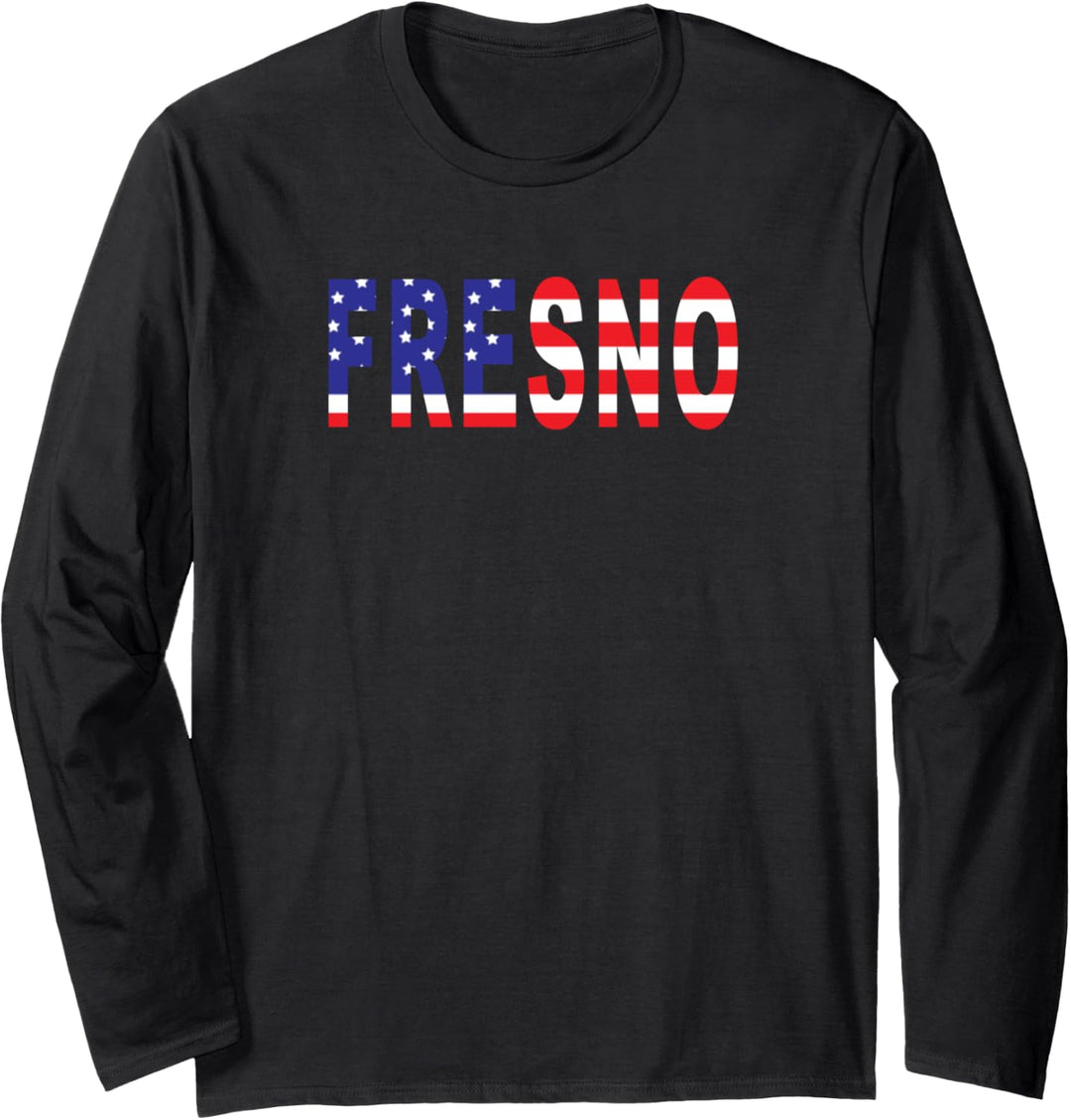 Fresno California Patriot mit amerikanischer Flagge Langarmshirt