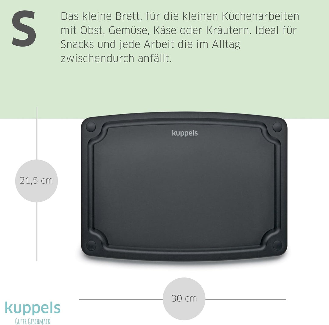Kuppels NERO Holzfaser Schneidebrett Set 3-teilig, Küchenbretter ohne Plastik mit Saftrille und Sili