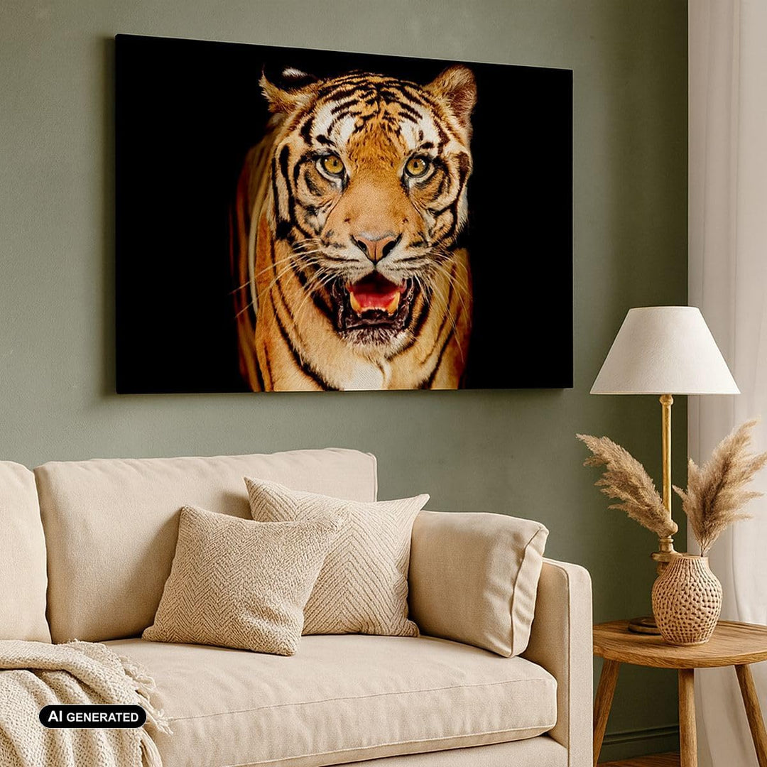 ARTTOR Bilder auf Leinwand tiger tier Leinwandbild mit Rahmen 70x50cm Wandbilder Dekoration Wohnzimm