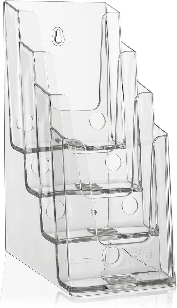 2 Stk. DIN lang DL Tischprospektständer mit vier Etagen, trifold- Flyerständer, transparenter Flyerh