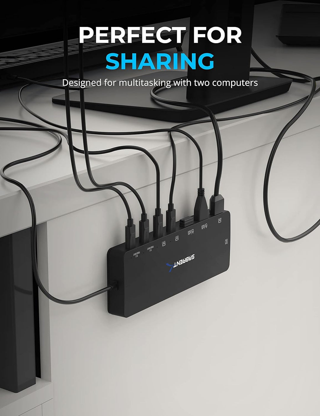 SABRENT KVM Switch, 2 port USB C Inputs, 2 ports USB C outputs mit 60W PD | 2 USB ports | 2 HDMI por