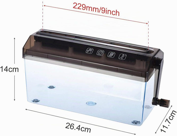 Malayas A4 22,9 cm Aktenvernichter geschreddertes Papier Manueller Hand-Papierschredder Dokumentenda