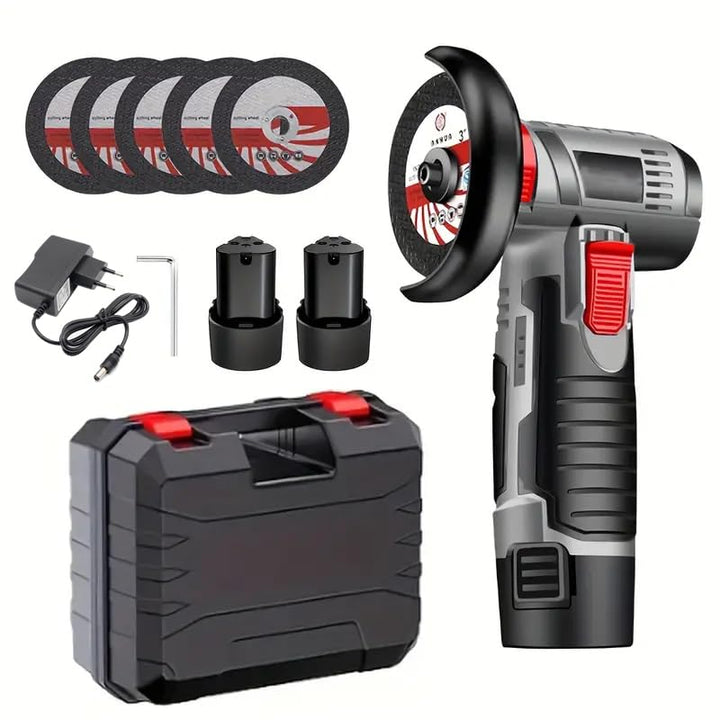 Mini Akku Winkelschleifer 12V, 76mm Bürstenloser Trennschleifer mit 2x 1500mAh Akku & 5 Scheiben, 19