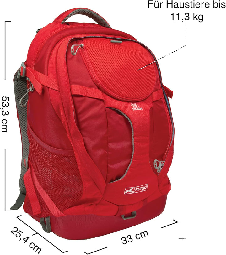 Kurgo G-Train Hunderucksack, Mit integriertem Haustierfach, Wasserfester Boden, Für Haustiere bis zu