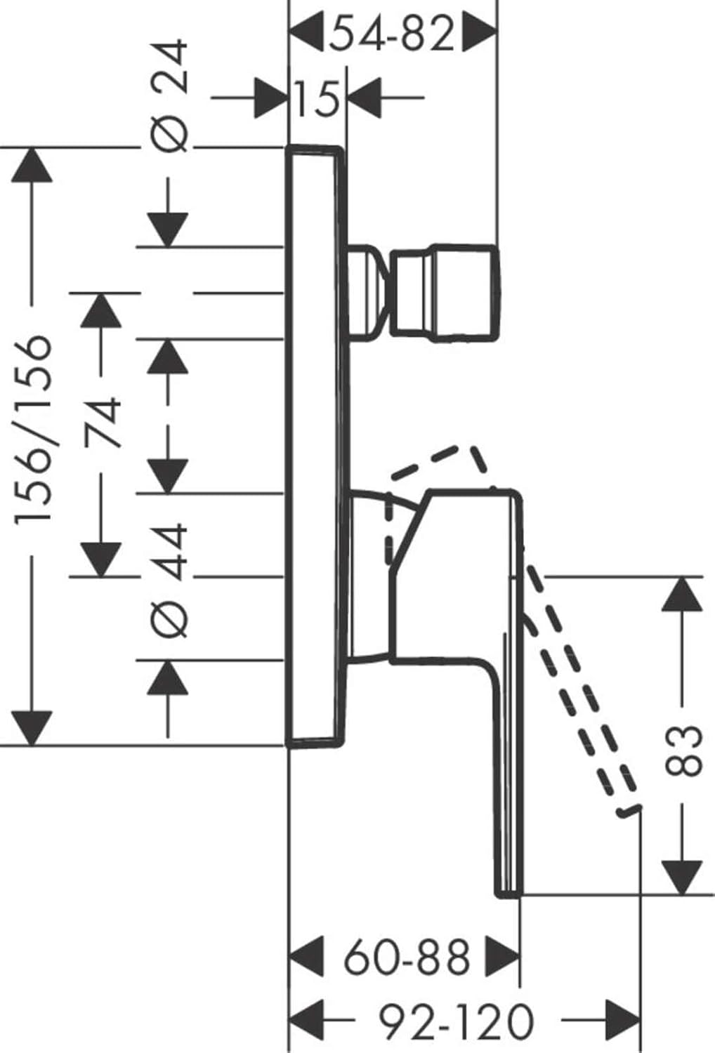 hansgrohe Vernis Shape - Badewannenarmatur Unterputz für 2 Verbraucher, Mischbatterie Badewanne für