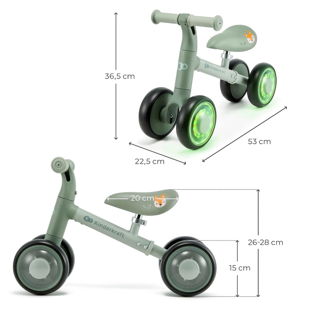 Kinderkraft Cutie Flash Laufrad, Lernlaufrad, Kinderlaufrad, Lauflernrad ohne Pedale, Räder mit LED-