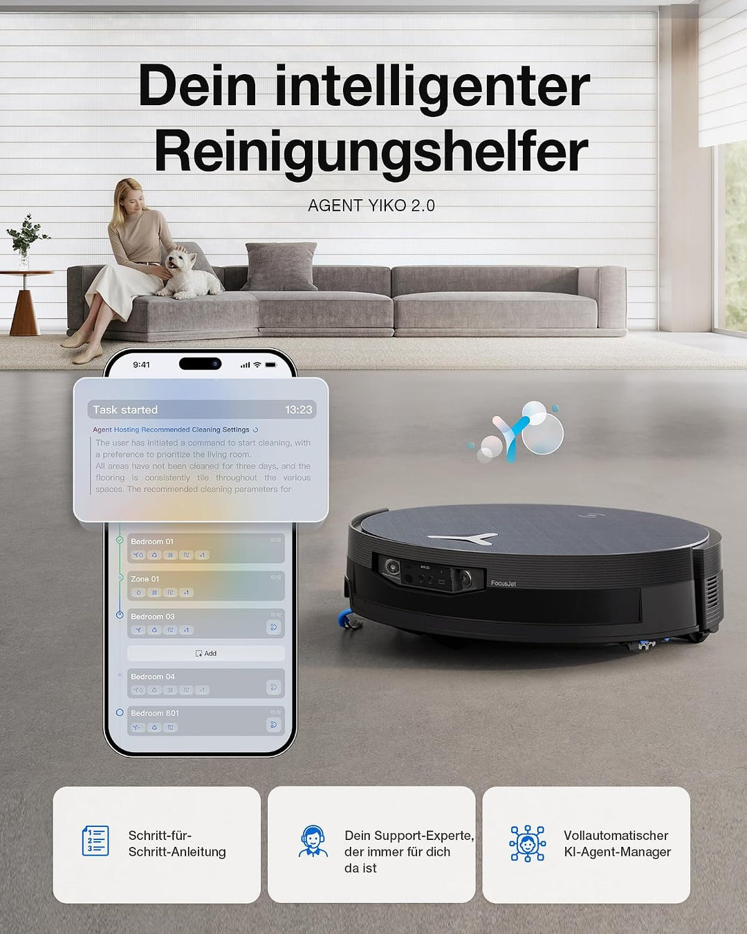 ECOVACS X12 OMNICYCLONE Care Complete Saugroboter mit Wischfunktion, Blast & 22.000 Pa, FocusJet zur