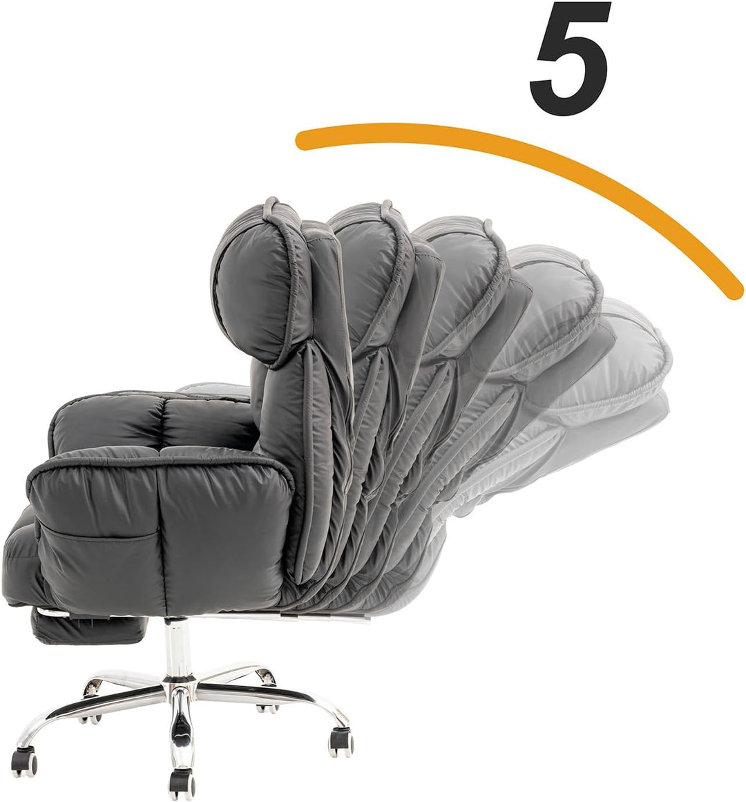 Bürostuhl Ergonomisch mit Fussstütze, Komfort im Sofa-Stil, Weiche Armlehnen, Strapazierfähiges Kuns