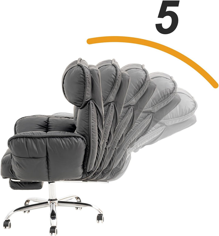 Bürostuhl Ergonomisch mit Fussstütze, Komfort im Sofa-Stil, Weiche Armlehnen, Strapazierfähiges Kuns