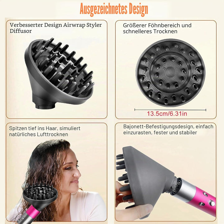 Chuancheng Diffusordüse für Dyson für Airwrap HS05 HS03 HS01, Haartrockner-Diffusordüse, umwandelbar