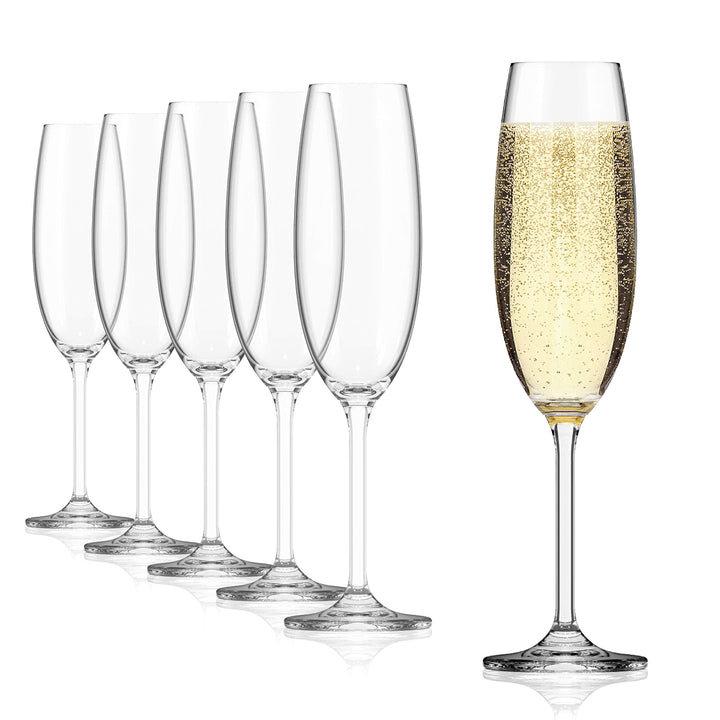 Sahm Sektgläser Set 6 teilig - 220ml Sektglas - Sektkelche Spülmaschinengeeignet & Langlebig - Ideal