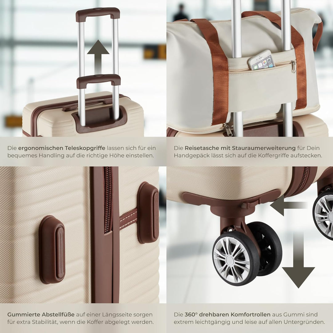 tectake® 13-TLG. Koffer Set mit Reisetasche, Koffer & Trolleys, Reisekoffer mit Rollen, Kofferset mi