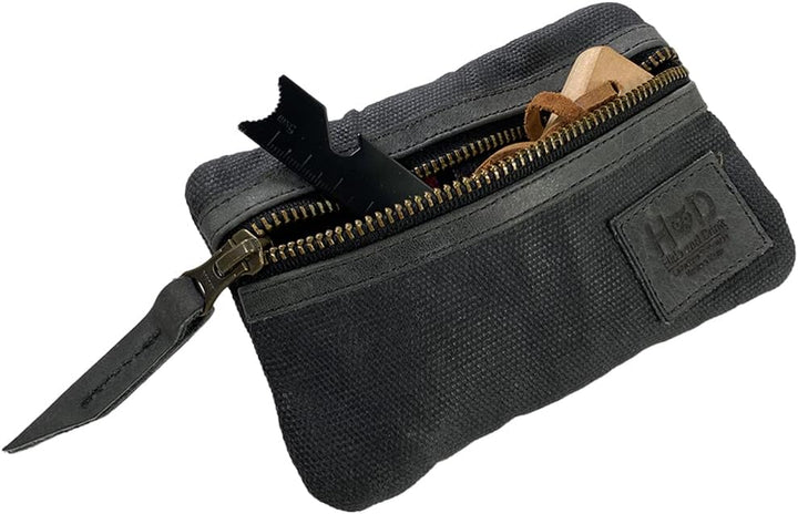 Hide & Drink, Multitool-Tasche, handgefertigt aus gewachstem Segeltuch und Vollnarbenleder Dunkelgra