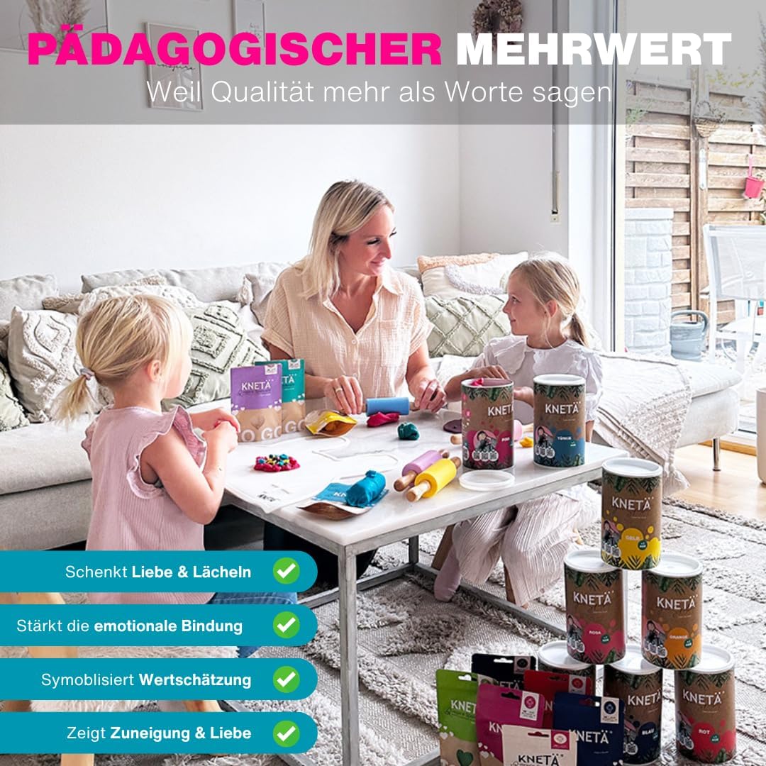 KNETÄ Knete ab 1 Jahr I Party Set I 8x 100g vegane Kinderknete inkl. 2x Bastelkarte Tiermotive I Pla