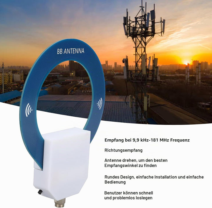 Schleifenantenne, 9.9 KHz-181MHz Kleine SW Runde Antenne, Tragbare Rotierbare FM Shortwave Richtungs