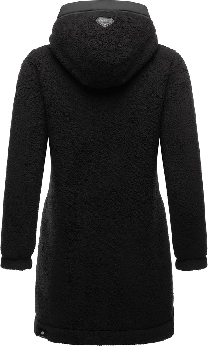 Ragwear Damen Fleecejacke Kurze Teddyfleece-Jacke warm mit Kapuze Cousy XS-6XL 3XL Schwarz, 3XL Schw