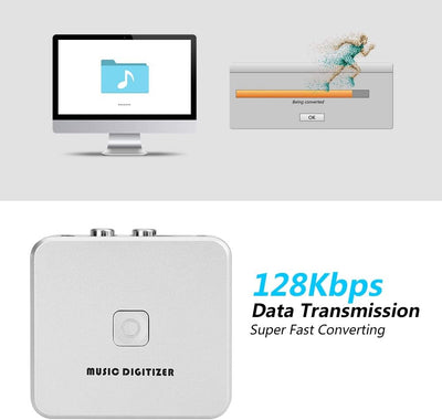 VBESTLIFE Audiorekorder, RCA linken und rechten Kanäle Musik Digitizer,128 Kbps U Disk/SD-Karte MP3