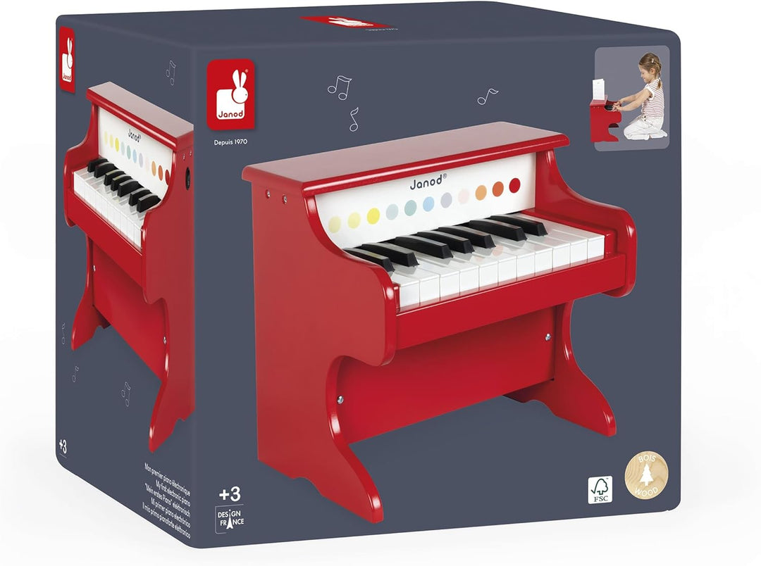 Janod - My First Confetti Elektronisches Holz-Klavier, Kinder-Musikinstrument, Spielzeugnachbildung