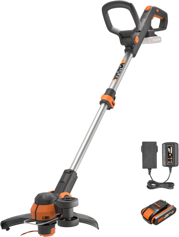 WORX WG163E.1 20V Akku-Rasentrimmer – Inkl. Li-Ion Akku, Ladestation, Spule, Sicherheitsschutz und