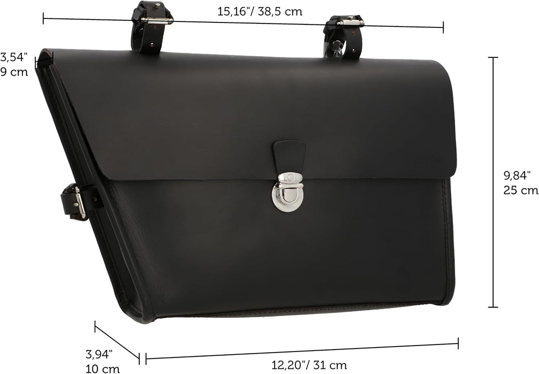 Gusti Rahmentasche Leder - JEF P. Damen und Herren Radtasche Ledertasche Fahrrad Fahrradtasche Schwa